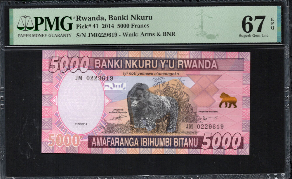Rwanda -  5000 Francs 2014 - Pick # 41 - PMG 67 EPQ