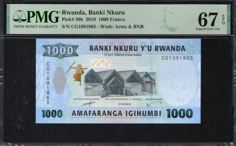 Rwanda -  1000 Francs 2019 - Pick # 39b - PMG 67 EPQ