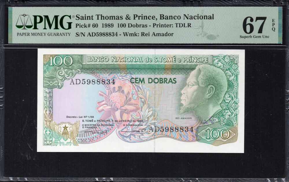 Sao Tome and Principe -  100 Dobras 1989 - Pick # 60 - PMG 67 EPQ