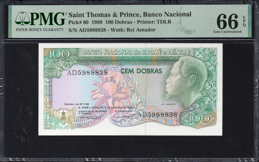 Sao Tome and Principe -  100 Dobras 1989 - Pick # 60 - PMG 66 EPQ