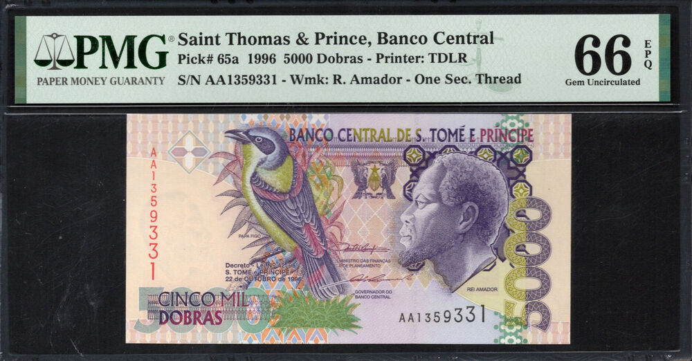 Sao Tome and Principe -  5000 Dobras 1996 - Pick # 65a - PMG 66 EPQ