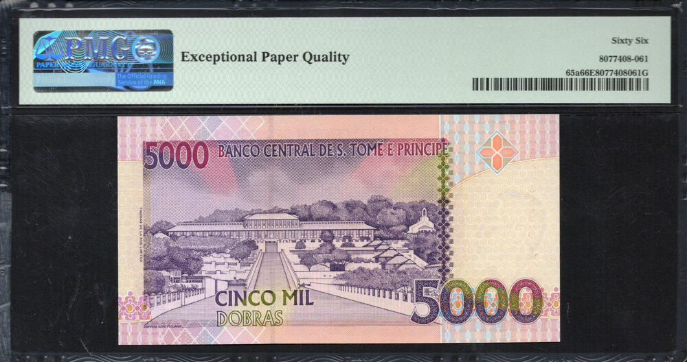 Sao Tome and Principe -  5000 Dobras 1996 - Pick # 65a - PMG 66 EPQ