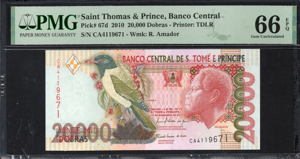 Sao Tome and Principe -  20.000 Dobras 2010 - Pick # 67d - PMG 66 EPQ