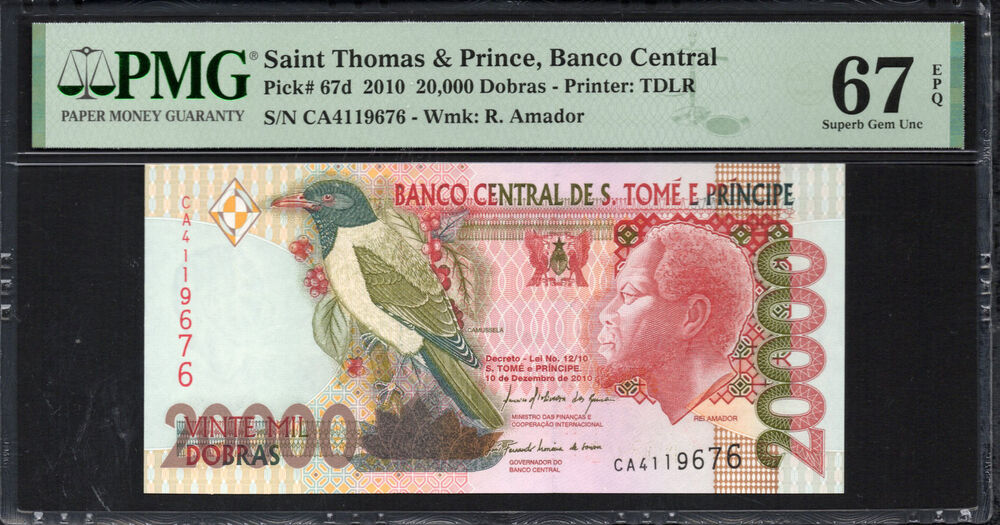 Sao Tome and Principe -  20.000 Dobras 2010 - Pick # 67d - PMG 67 EPQ