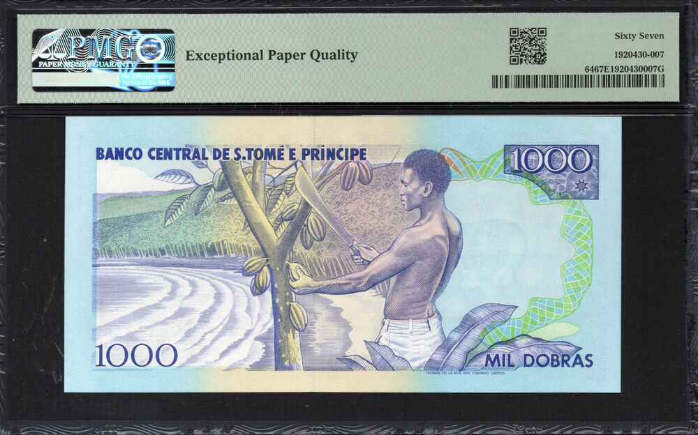 Sao Tome and Principe -  1000 Dobras 1993 - Pick # 64 - PMG 67 EPQ