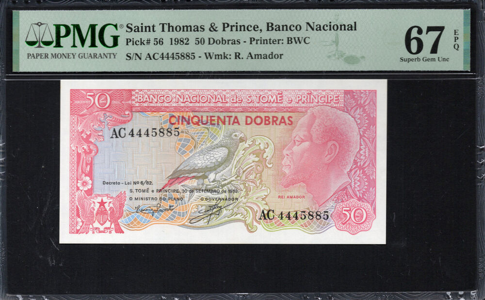 Sao Tome and Principe -  50 Dobras 1982 - Pick # 56 - PMG 67 EPQ