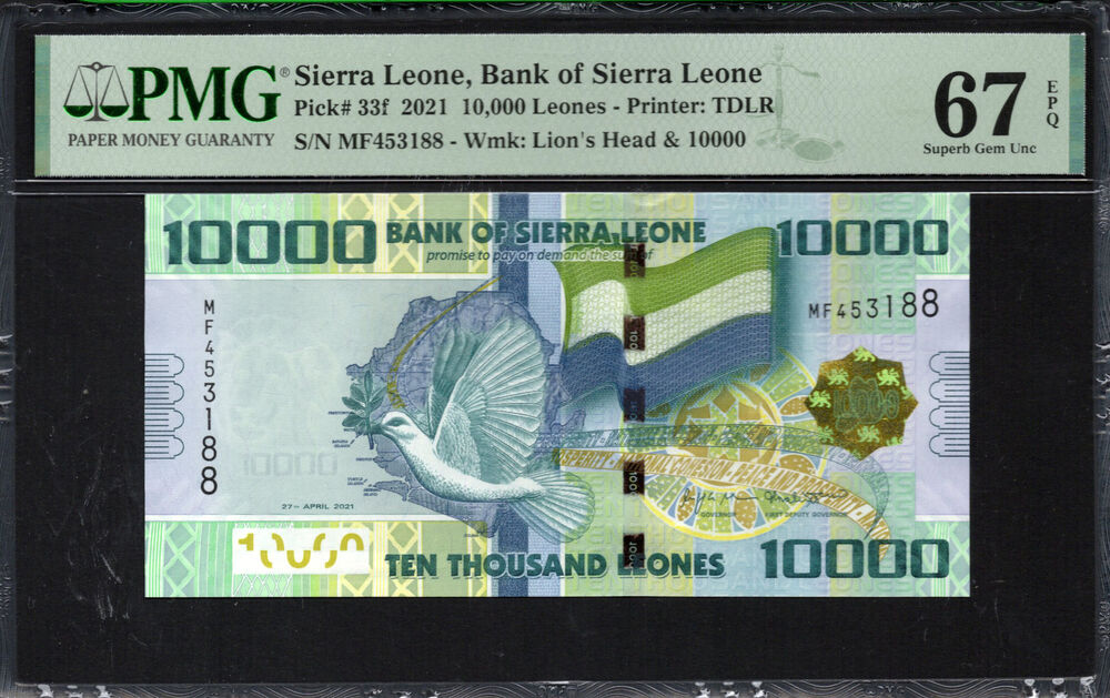 Sierra Leone -  10.000 Leones 2021 - Pick # 33f - PMG 67 EPQ