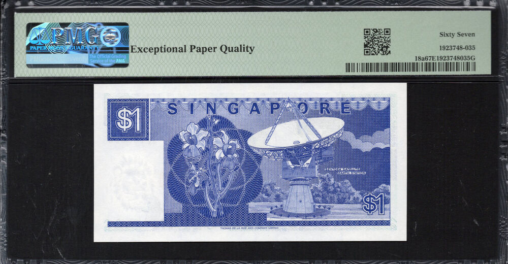 Singapore -  1 Dollar 1987 - Pick # 18a - PMG 67 EPQ