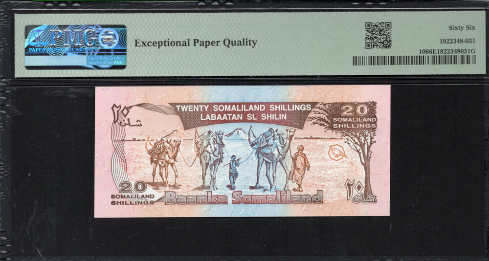 Somaliland -  20 Shillings 1996 - Pick # 10 - PMG 66 EPQ