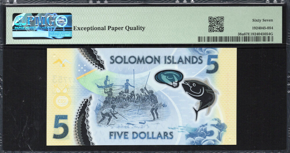 Solomon Islands -  5 Dollars 2019 - Pick # 38a - PMG 67 EPQ