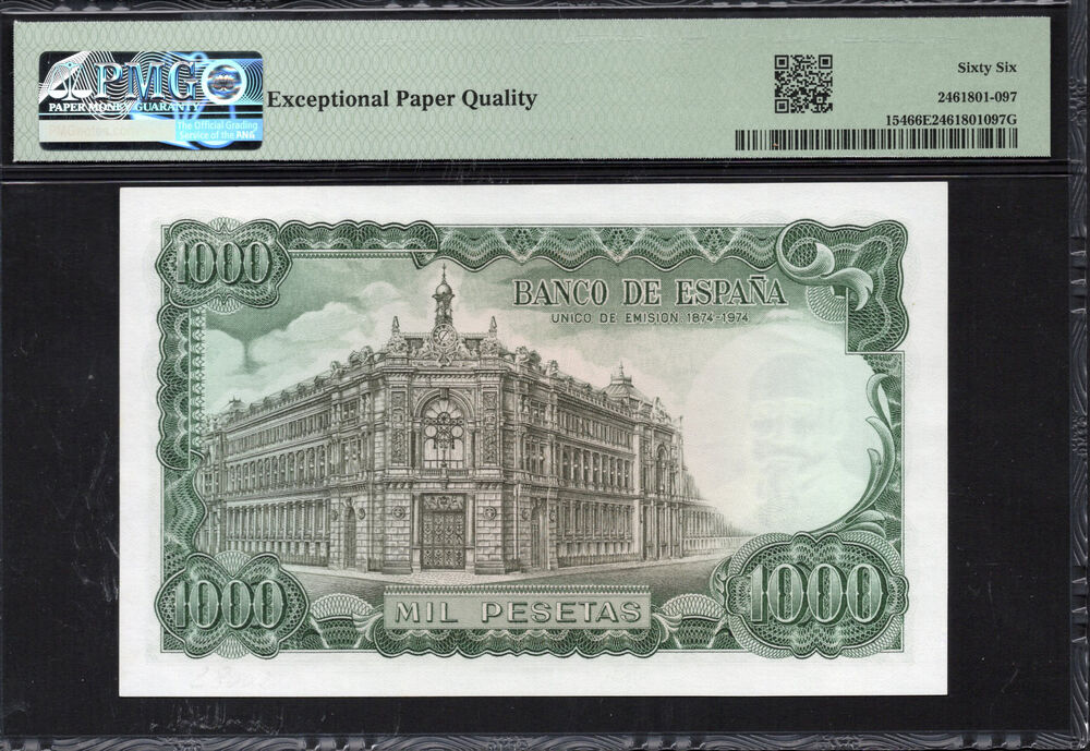 Spain -  1000 Pesetas 1971 - Pick # 154 - PMG 66 EPQ