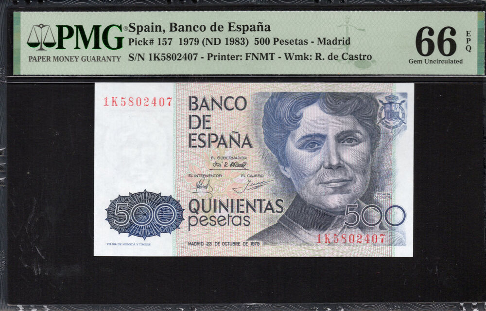 Spain -  500 Pesetas 1979 - Pick # 157 - PMG 66 EPQ