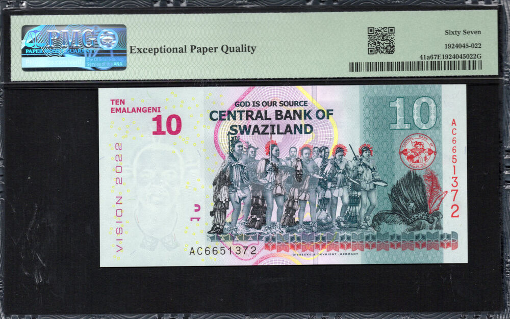 Swaziland -  10 Emalangeni 2015 - Pick # 41a - PMG 67 EPQ