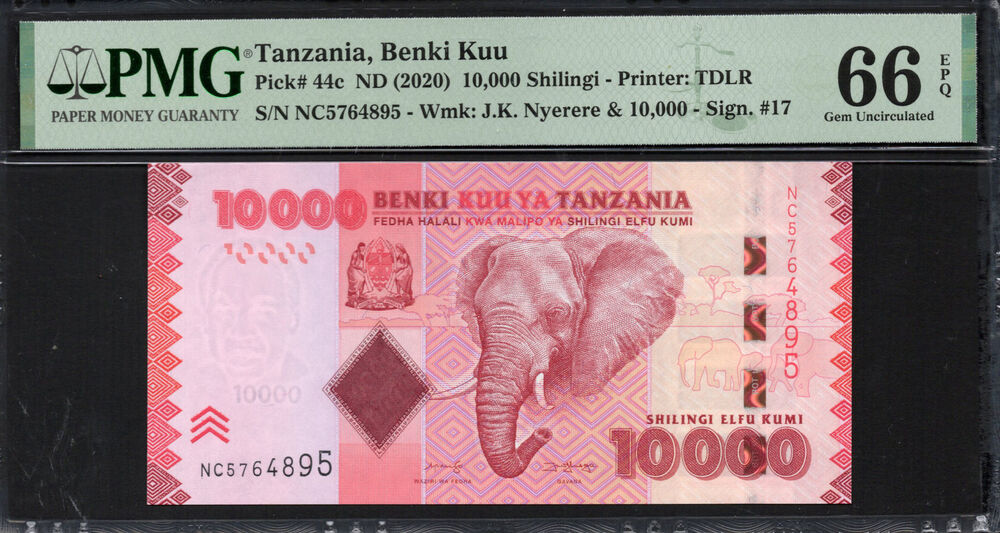 Tanzania -  10.000 Shilingi 2020 - Pick # 44c - PMG 66 EPQ