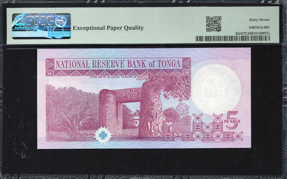 Tonga -  5 Pa'anga 1995 - Pick # 33c - PMG 67 EPQ