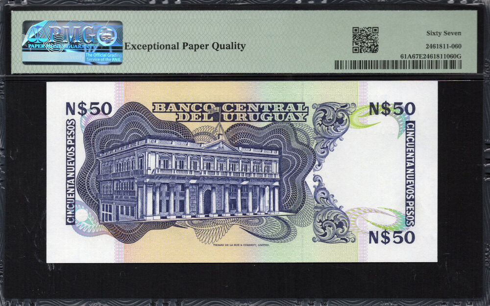 Uruguay -  50 Nuevos Pesos 1988 - Pick # 61A - PMG 67 EPQ
