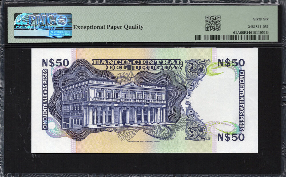 Uruguay -  50 Nuevos Pesos 1988 - Pick # 61A - PMG 66 EPQ