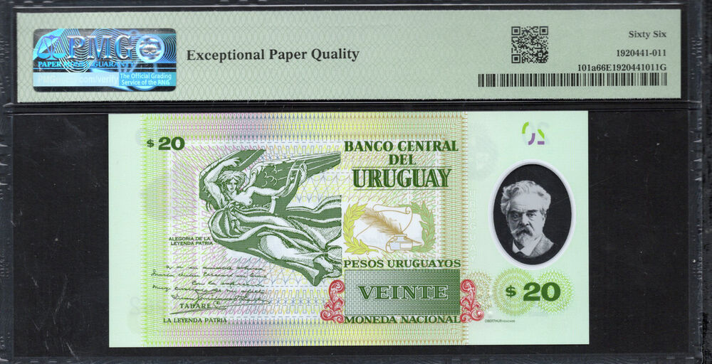 Uruguay -  20 Pesos Uruguayos 2020 - Pick # 101a - PMG 66 EPQ