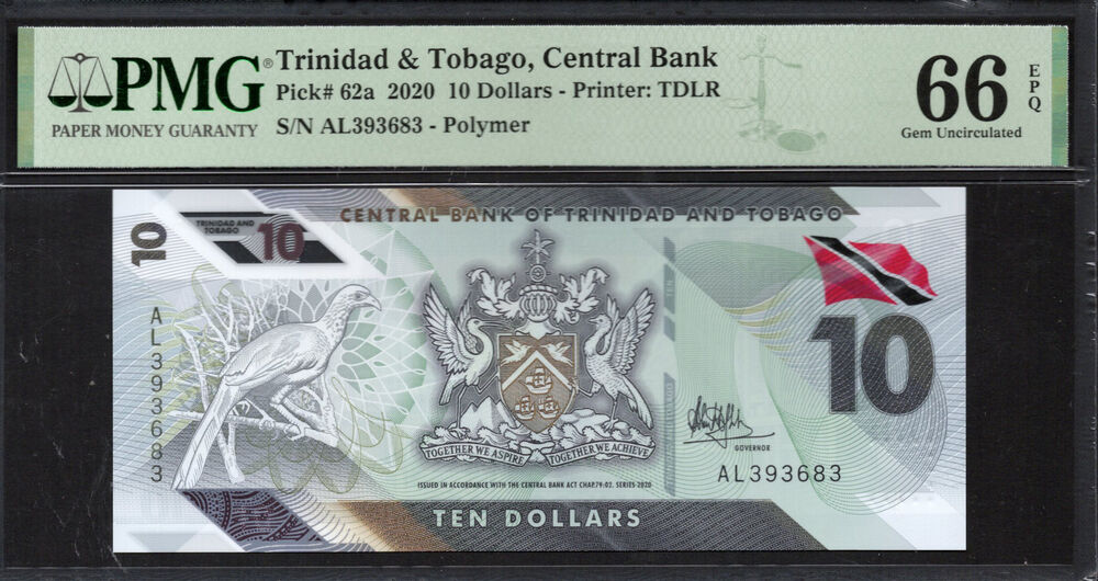 Trinidad and Tobago -  10 Dollars 2020 - Pick # 62a - PMG 66 EPQ