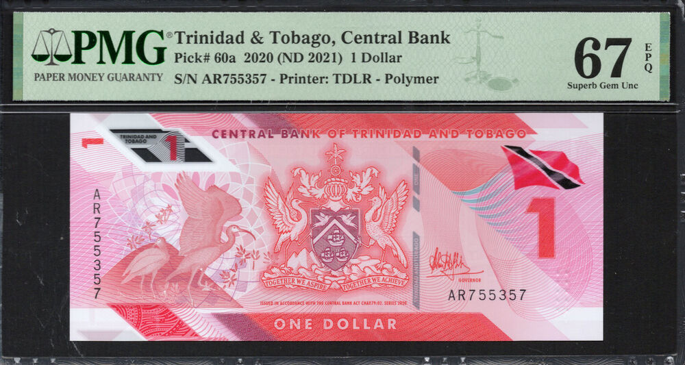 Trinidad and Tobago -  1 Dollar 2020 - Pick # 60a - PMG 67 EPQ