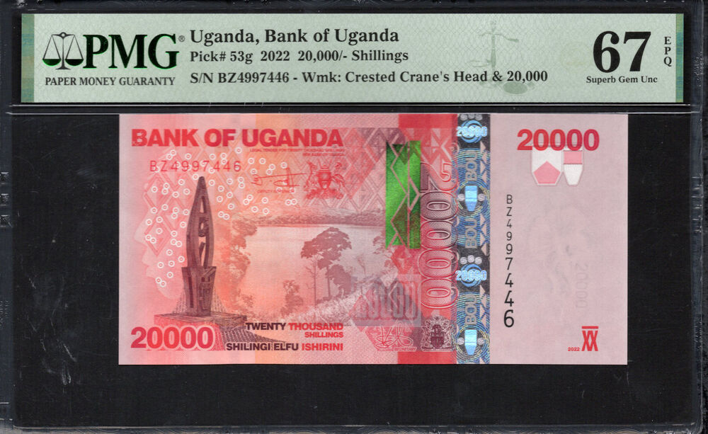 Uganda -  20.000 Shillings 2022 - Pick # 53g - PMG 67 EPQ