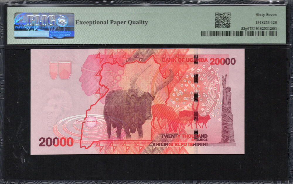Uganda -  20.000 Shillings 2022 - Pick # 53g - PMG 67 EPQ