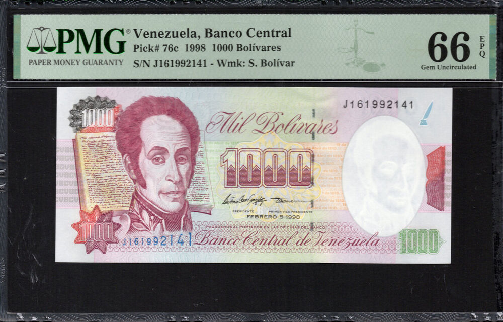 Venezuela -  1000 Bolívares 1998 - Pick # 76c - PMG 66 EPQ