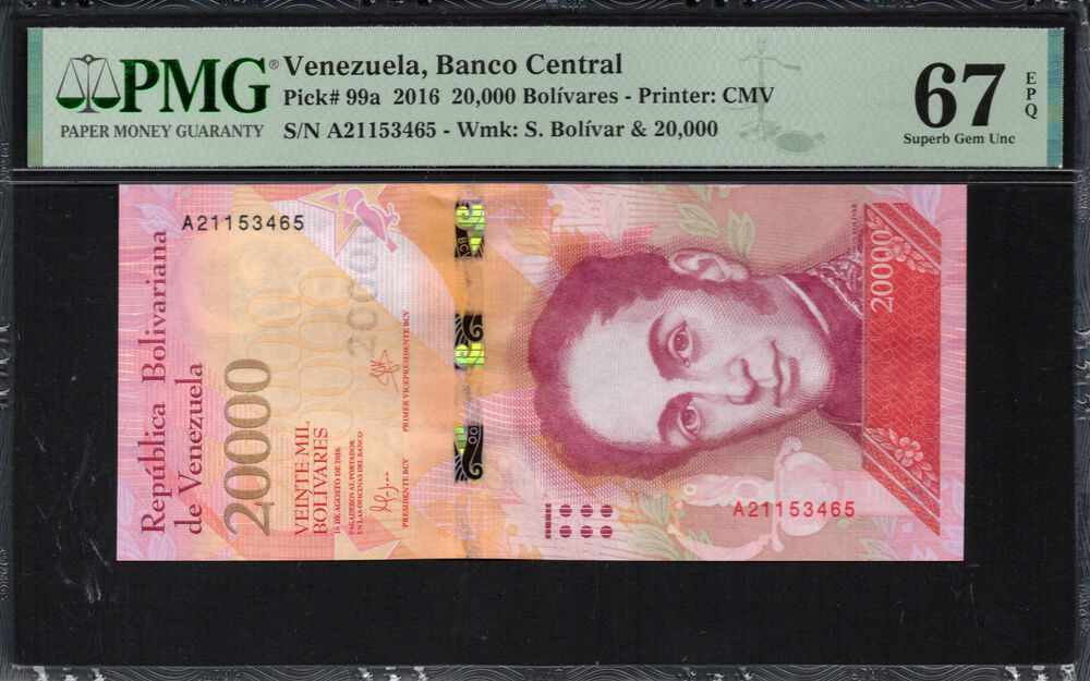Venezuela -  20.000 Bolívares 2016 - Pick # 99a - PMG 67 EPQ