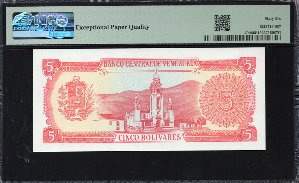 Venezuela -  5 Bolívares 1989 - Pick # 70b - PMG 66 EPQ