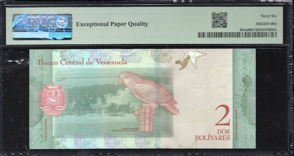 Venezuela -  2 Bolívares 2018 - Pick # 101a - PMG 66 EPQ