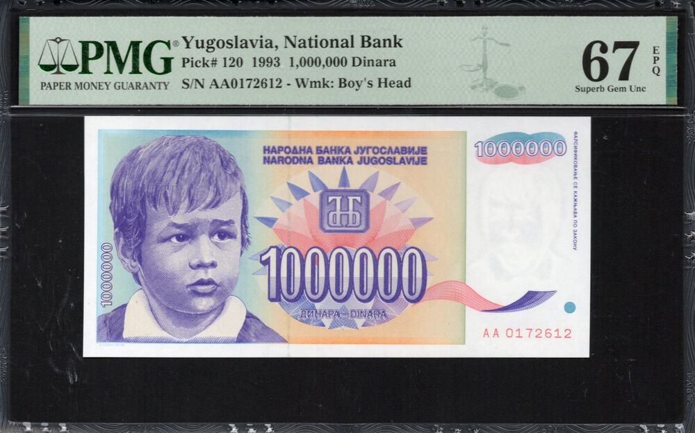Yugoslavia -  1.000.000 Dinara 1993 - Pick # 120 - PMG 67 EPQ