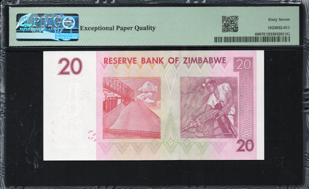 Zimbabwe -  20 Dollars 2007 - Pick # 68 - PMG 67 EPQ
