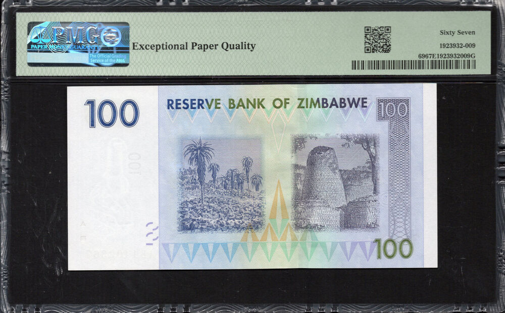 Zimbabwe -  100 Dollars 2007 - Pick # 69 - PMG 67 EPQ