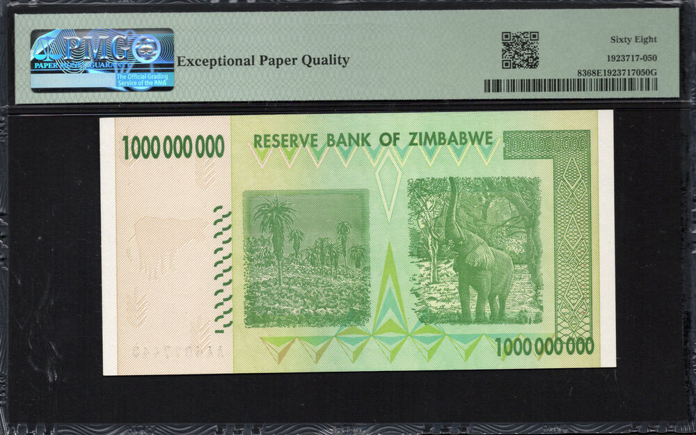 Zimbabwe -  1 Billion Dollars 2008 - Pick # 83 - PMG 68 EPQ