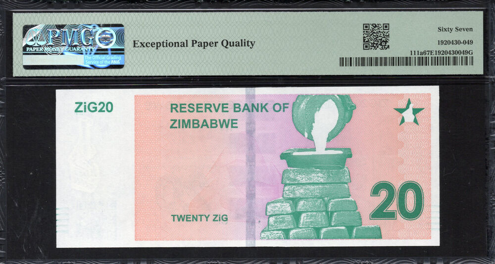 Zimbabwe -  20 ZiG 2024 - Pick # 111a - PMG 67 EPQ