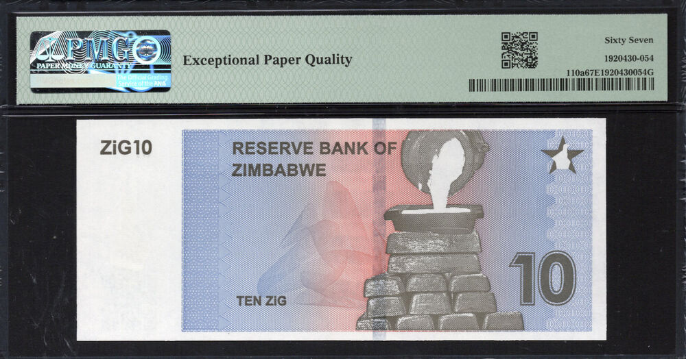 Zimbabwe -  10 ZiG 2024 - Pick # 110a - PMG 67 EPQ