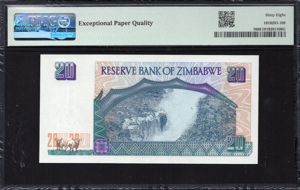 Zimbabwe -  20 Dollars 1997 - Pick # 7 - PMG 68 EPQ