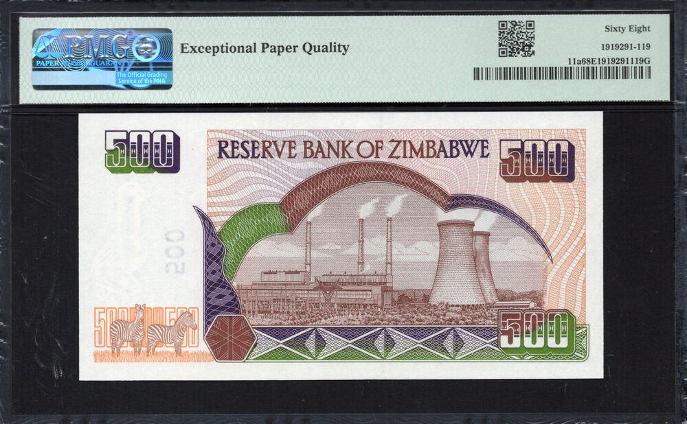 Zimbabwe -  500 Dollars 2001 - Pick # 11a - PMG 68 EPQ