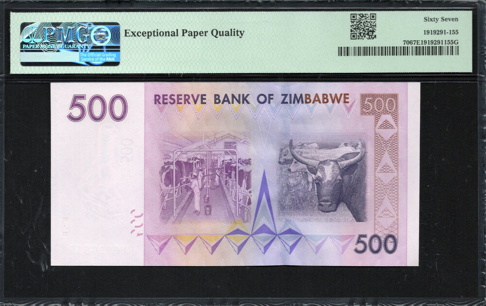 Zimbabwe -  500 Dollars 2007 - Pick # 70 - PMG 67 EPQ