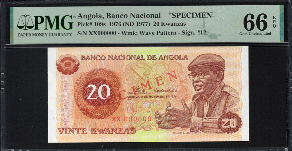 Angola -  20 Kwanzas 1976 - Pick # 109s - PMG 66 EPQ