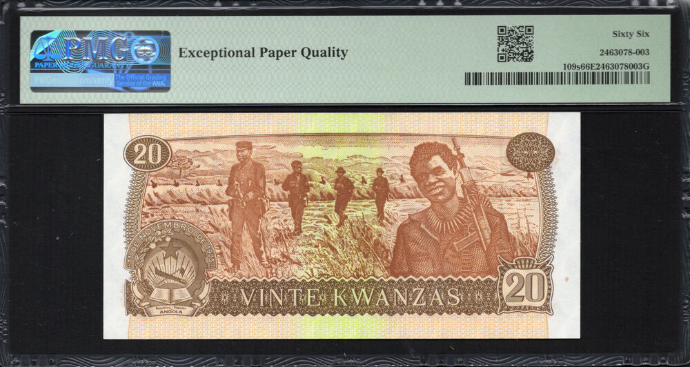 Angola -  20 Kwanzas 1976 - Pick # 109s - PMG 66 EPQ