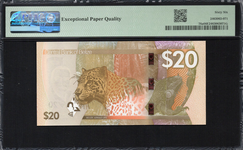 Belize -  20 Dollars 2025 - Pick # 76a - PMG 66 EPQ