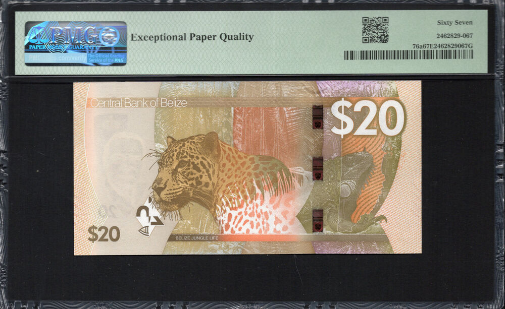 Belize -  20 Dollars 2025 - Pick # 76a - PMG 67 EPQ