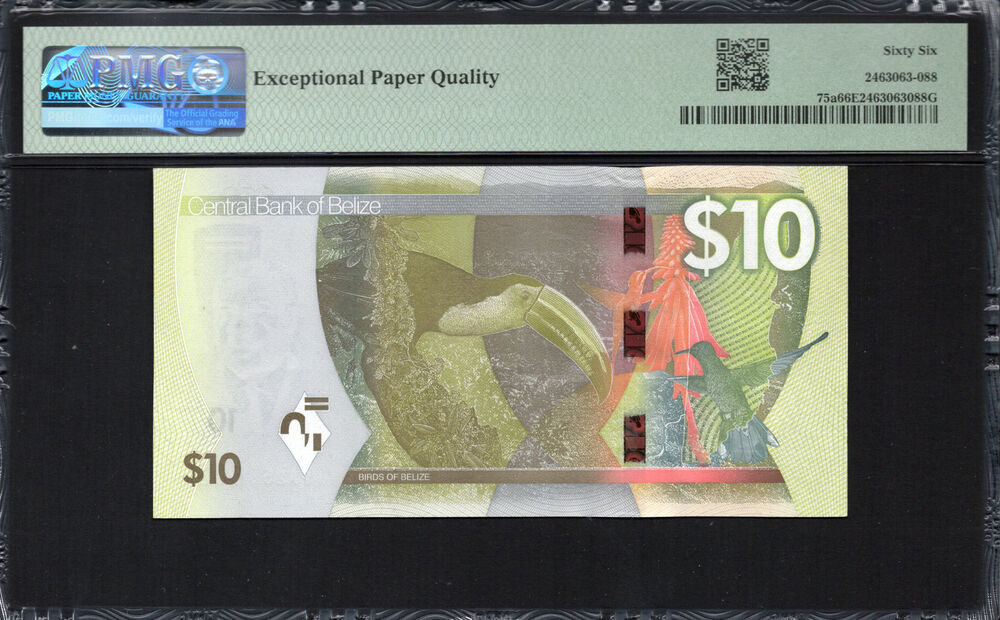 Belize -  10 Dollars 2025 - Pick # 75a - PMG 66 EPQ