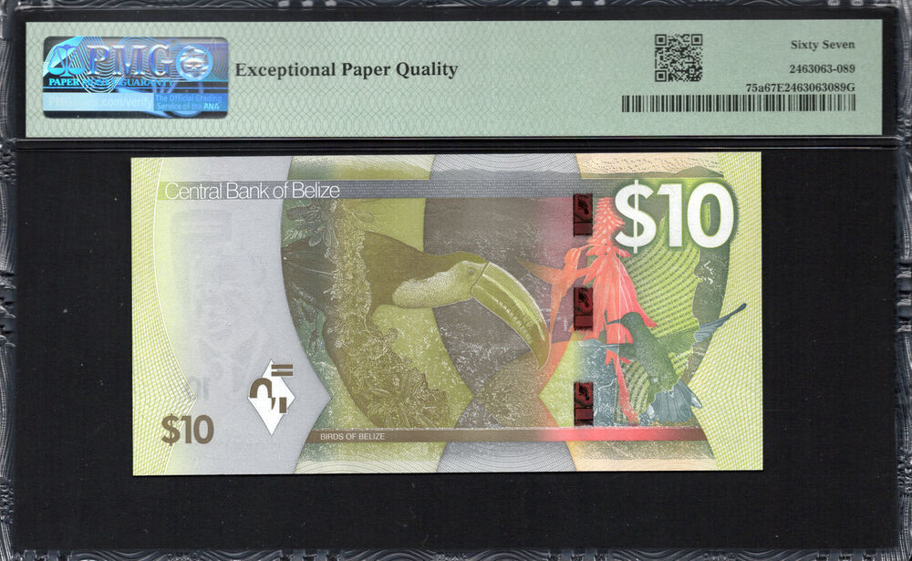Belize -  10 Dollars 2025 - Pick # 75a - PMG 67 EPQ