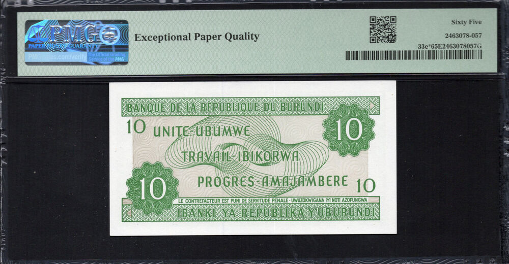 Burundi -  10 Francs 2005 - Pick # 33e - PMG 65 EPQ