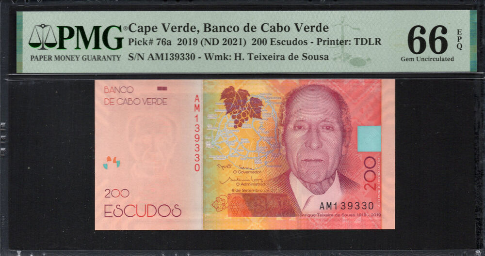 Cape Verde -  200 Escudos 2019 - Pick # 76a - PMG 66 EPQ