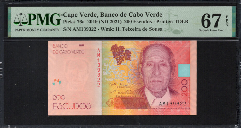 Cape Verde -  200 Escudos 2019 - Pick # 76a - PMG 67 EPQ