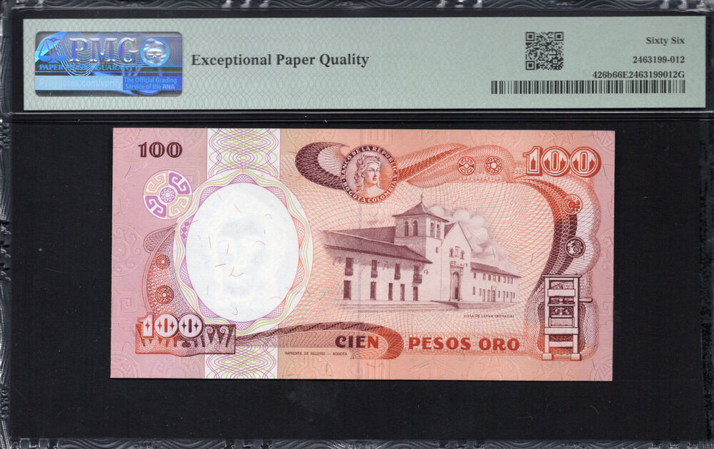 Colombia -  100 Pesos Oro 1985 - Pick # 426b - PMG 66 EPQ