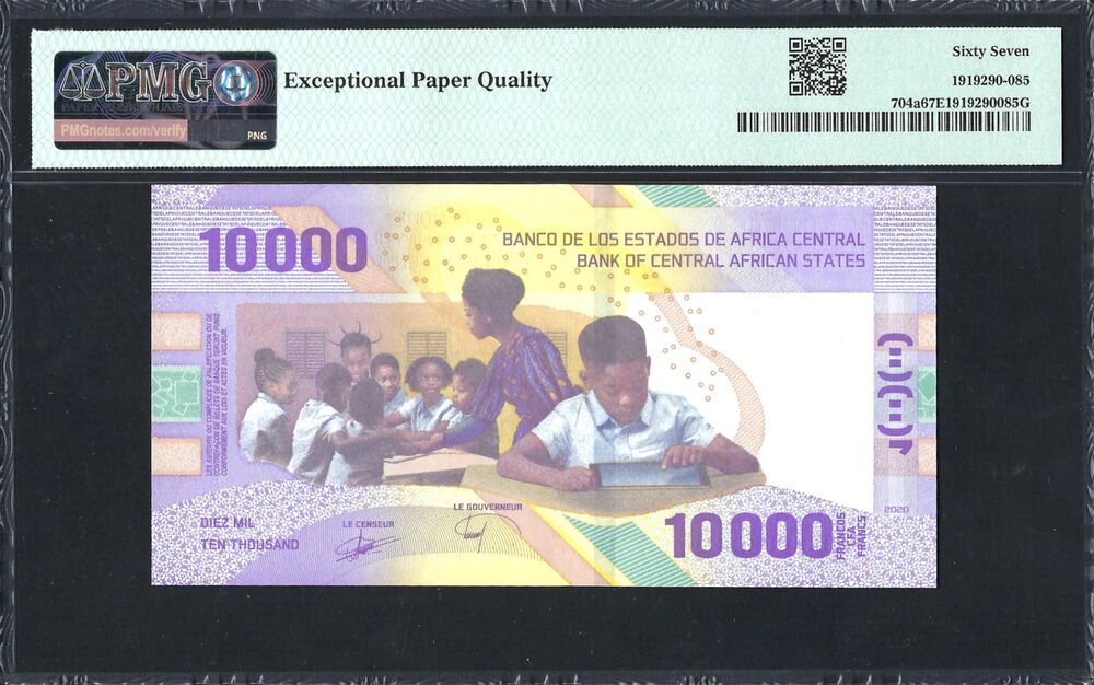 Central African States -  10.000 Francs 2020 - Pick # 704a - PMG 67 EPQ
